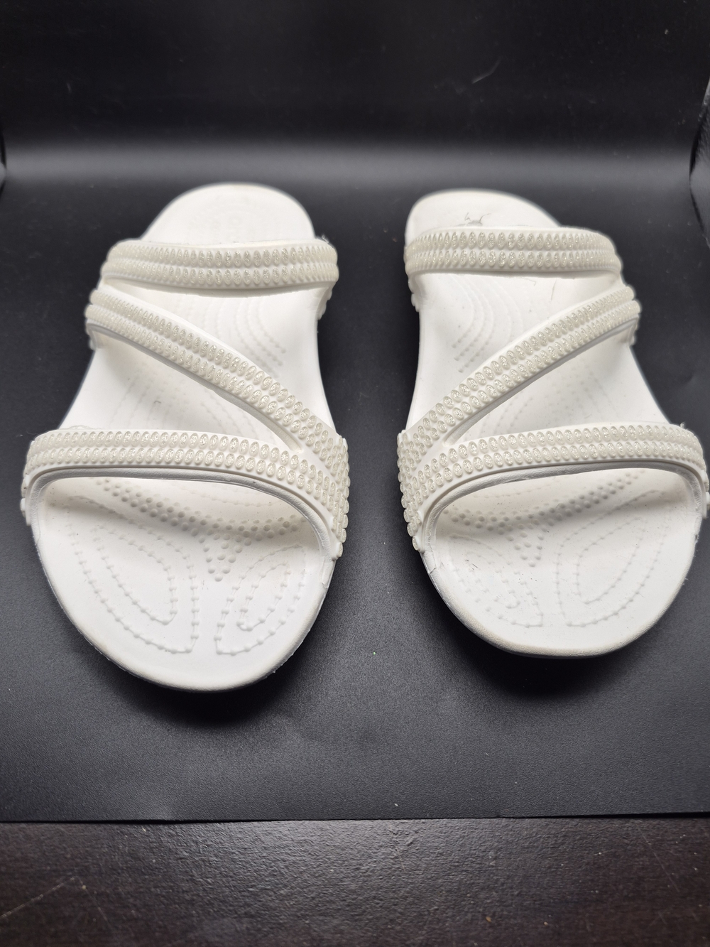 CROCS Women's White Triple-Strap Slide Sandals